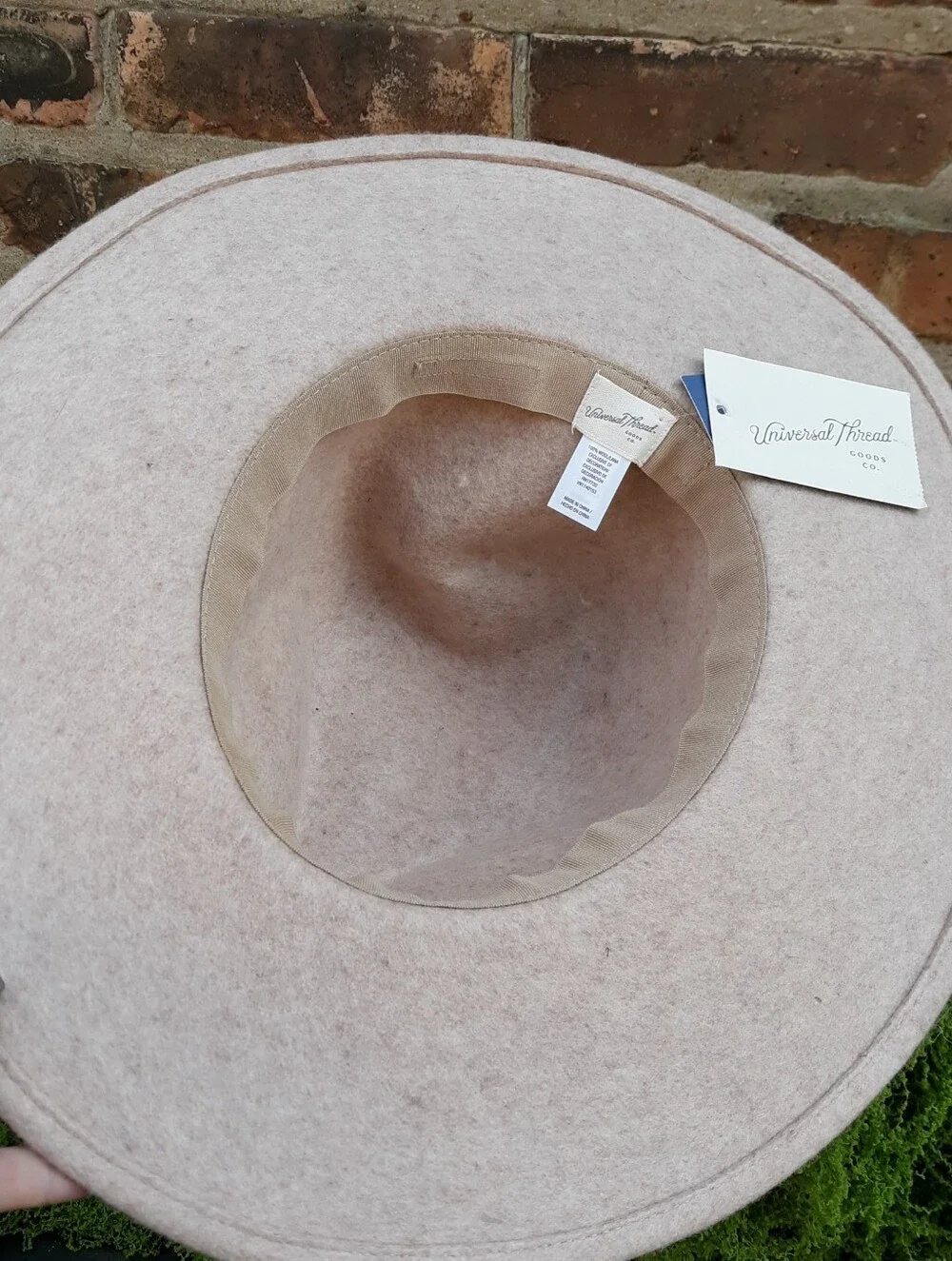 Universal Thread Beige Heather 100% Wool Wide Brim Fedora Panama Hat New With Ta